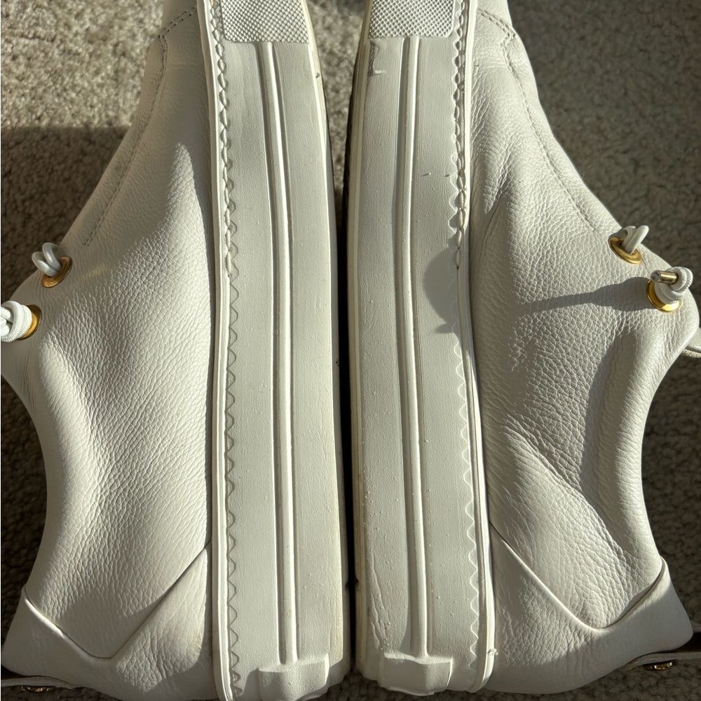 Paul Green Faye Ivory Leather Sneakers with Gold Accents Size 7.5 - Picture 9 of 12